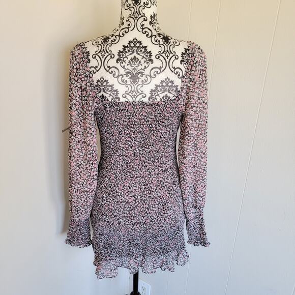 ACOA Floral Print Keyhole Cutout Bodycon Mini Dress - Picture 3 of 4